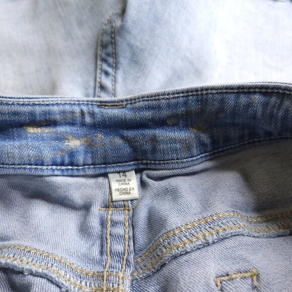 Seven7 Denim Womens Shorts Fray Hem 14 Distressed Light Wash Med Rise Stretch - Picture 4 of 5